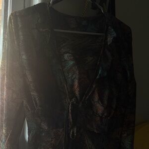 Wild Fable Teal and Brown Patterned Top